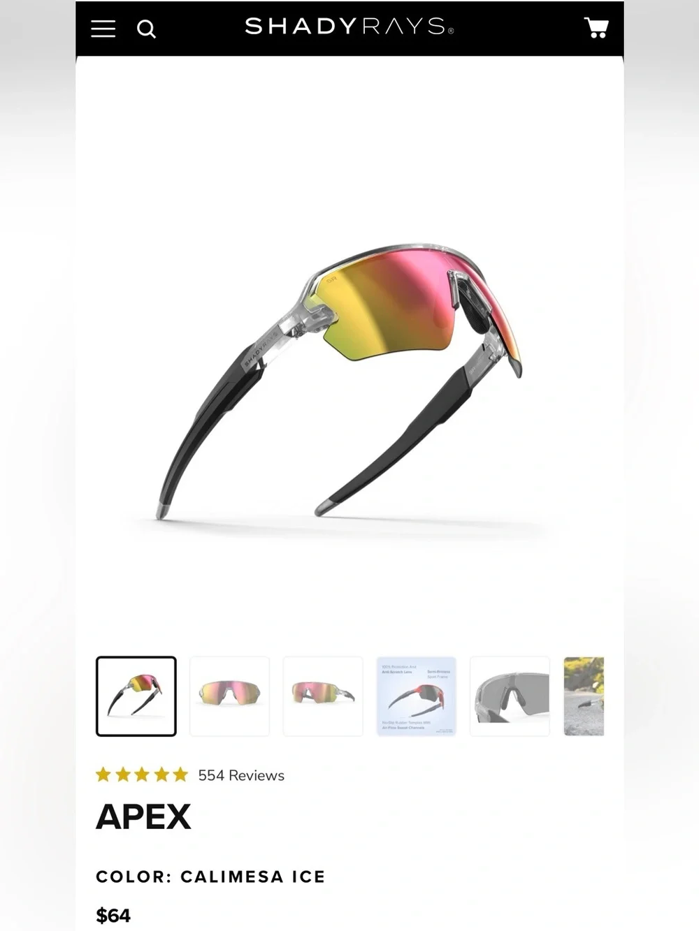 Polarized Shady Rays Sunglasses Apex Calimesa Ice